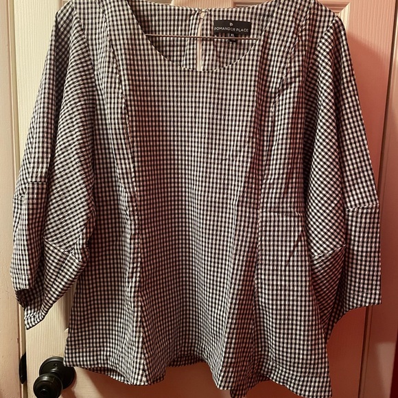 NWOT *Sold Out* Tuckernuck Pomander Place Black Gingham Malarie Top, XL - Picture 6 of 11